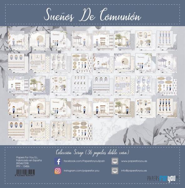 Papers For You - Designpapier "Sueños De Comunión Niños" Scrap Paper Pack 8x8 Inch - 36 Bogen