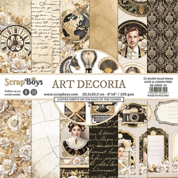 ScrapBoys - Designpapier "Art Decoria" Paper Pack 8x8 Inch - 12 Bogen