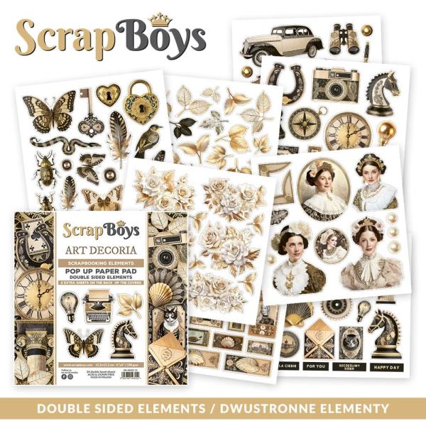 ScrapBoys - Stanzteile "Art Decoria" Pop Up Paper Pack 6x6 Inch - 24 Bogen