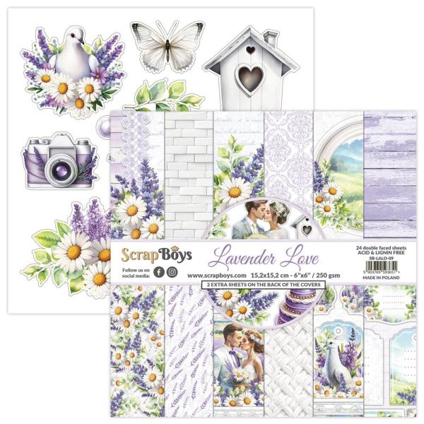 ScrapBoys - Designpapier "Lavender Love" Paper Pack 6x6 Inch - 24 Bogen