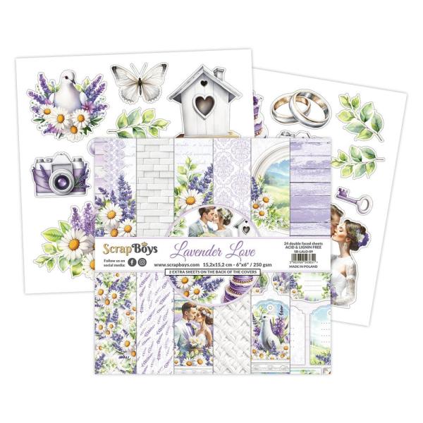 ScrapBoys - Designpapier "Lavender Love" Paper Pack 6x6 Inch - 24 Bogen