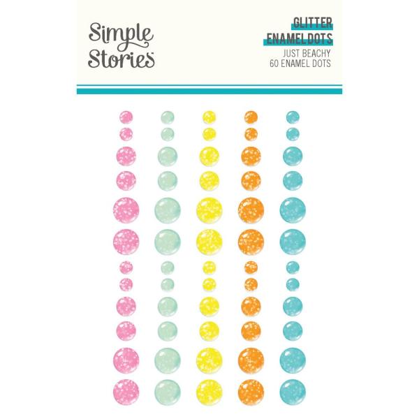 Simple Stories - Enamel Dots "Just Beachy Glitter" 60 Stück 