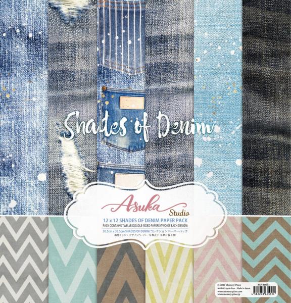 Memory Place - Designpapier "Shades of Denim" Paper Pack 12x12 Inch - 12 Bogen