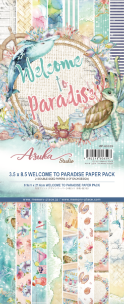 Memory Place - Designpapier "Welcome to Paradise" Slimline Paper Pack 3,5x8,5 Inch - 24 Bogen