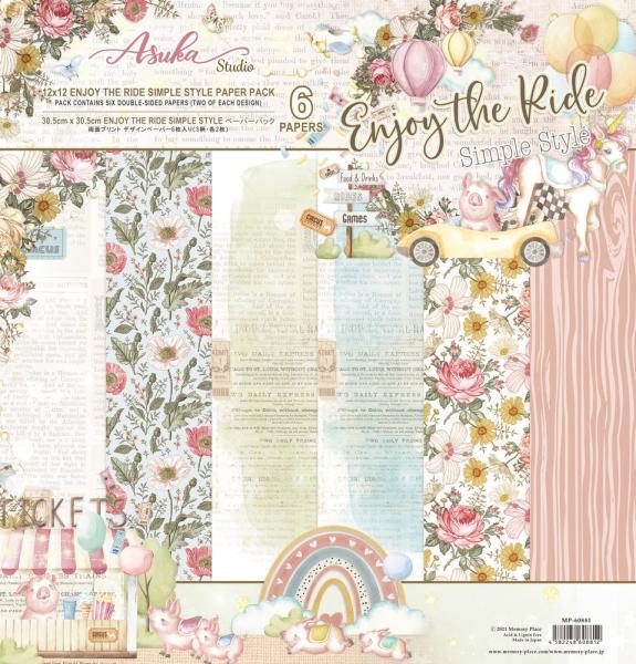 Memory Place - Designpapier "Enjoy The Ride Simple Style" Paper Pack 12x12 Inch - 6 Bogen