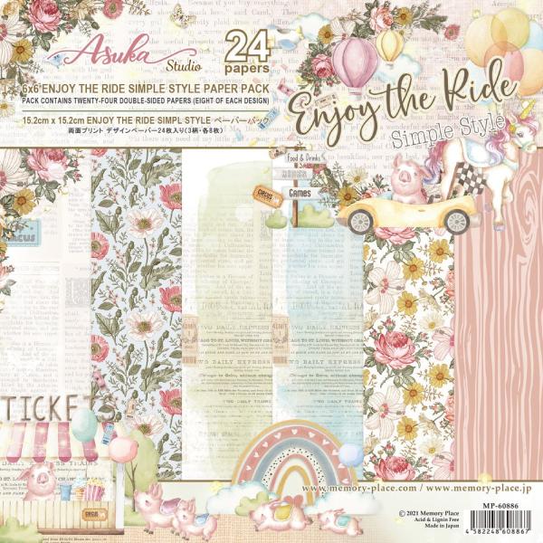 Memory Place - Designpapier "Enjoy The Ride Simple Style" Paper Pack 6x6 Inch - 24 Bogen