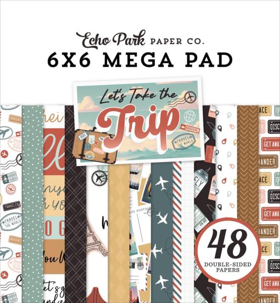 Echo Park - Designpapier "Let's Take The Trip" Cardmakers Mega Pad 6x6 Inch - 48 Bogen