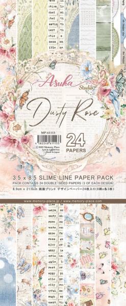 Memory Place - Designpapier "Dusty Rose" Slimline Paper Pack 3,5x8,5 Inch - 24Bogen