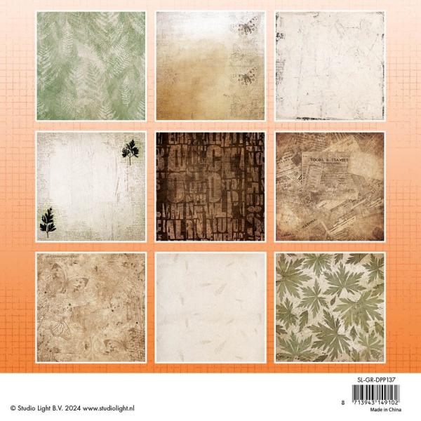 Studio Light - Designpapier "Grunge Botanics" Paper Pack 8x8 Inch - 36 Bogen