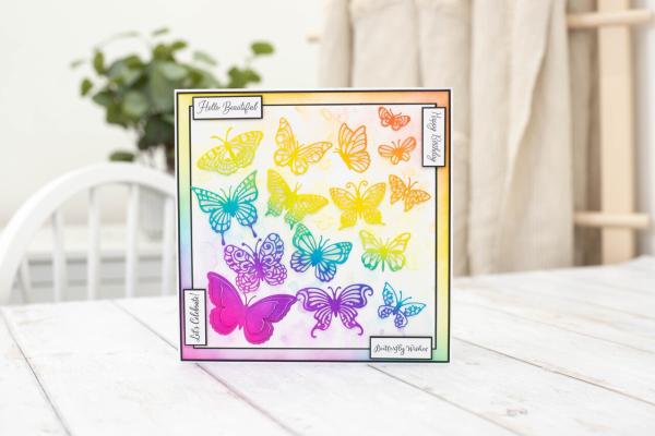 Crafters Companion - Stempelset & Stanzschablone "Butterfly Kaleidoscope" Stamp & Dies