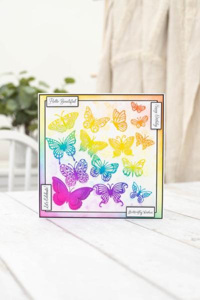 Crafters Companion - Stempelset & Stanzschablone "Butterfly Kaleidoscope" Stamp & Dies