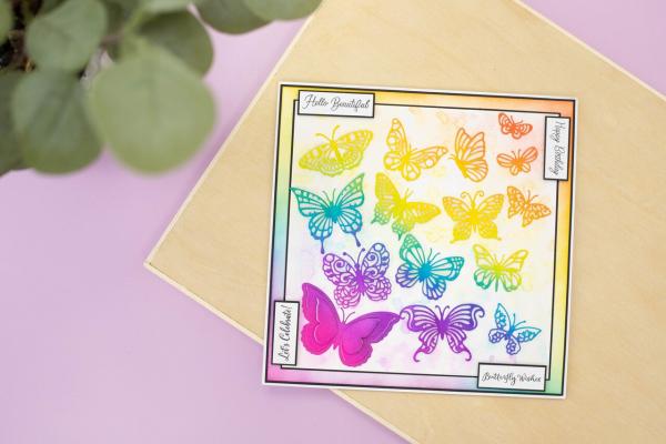 Crafters Companion - Stempelset & Stanzschablone "Butterfly Kaleidoscope" Stamp & Dies