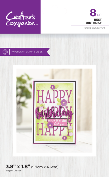 Crafters Companion - Stempelset & Stanzschablone "Best Birthday" Stamp & Dies