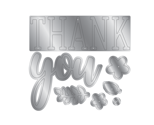 Crafters Companion - Stempelset & Stanzschablone "Heartfelt Thank You" Stamp & Dies