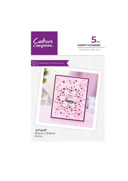 Crafters Companion - Stempelset & Stanzschablone "Happy Flowers" Stamp & Dies