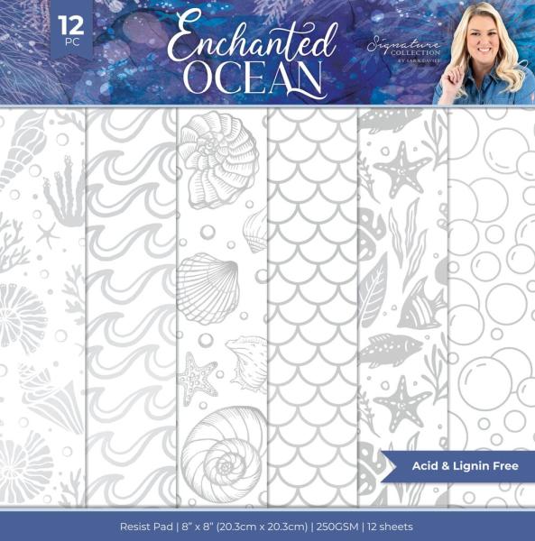 Crafters Companion "Enchanted Ocean" Resist Paper Pack 8x8 Inch - 12 Bogen