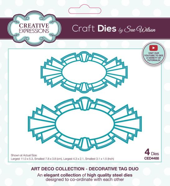 Creative Expressions - Stanzschablone "Art Deco Decorative Tag Duo" Craft Dies Design by Sue Wilson