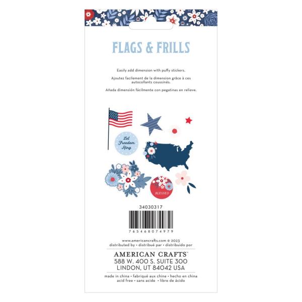 American Crafts - Aufkleber "Flags and Frills" Puffy Icons Sticker