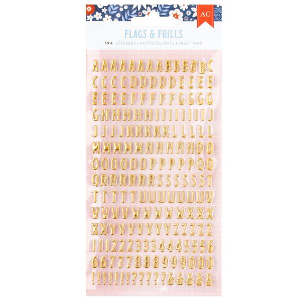 American Crafts - Aufkleber "Flags and Frills" Puffy Alpha Sticker