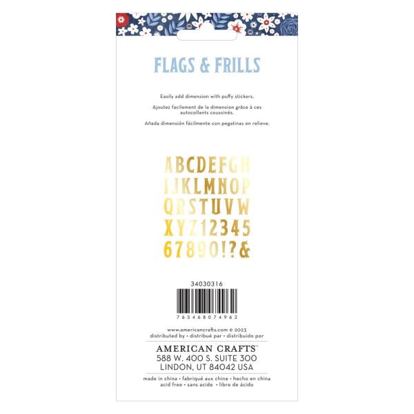 American Crafts - Aufkleber "Flags and Frills" Puffy Alpha Sticker