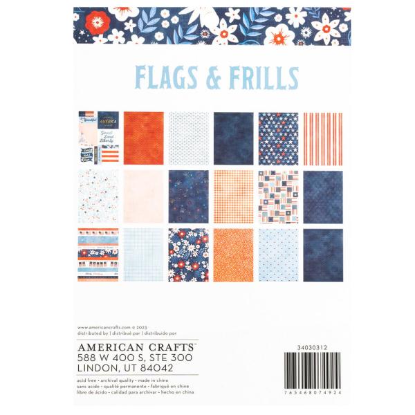 American Crafts - Designpapier "Flags and Frills" Paper Pack 6x8 Inch - 36 Bogen