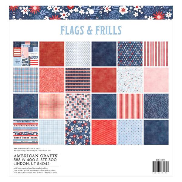 American Crafts - Designpapier "Flags and Frills" Paper Pack 12x12 Inch - 24 Bogen