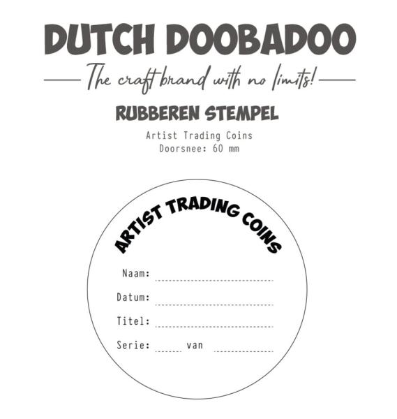 Dutch Doobadoo - Gummistempel "Artist Trading Coins Text" Rubber Stamp ⌀7cm