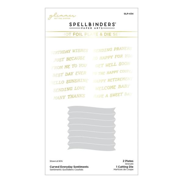 Spellbinders - Glimmer Hot Foil Plate & Dies "Curved Everyday Sentiments"