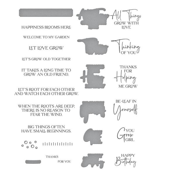 Spellbinders - Stempelset & Stanzschablone "Propagation Garden Sentiments" Clear Stamps & Dies