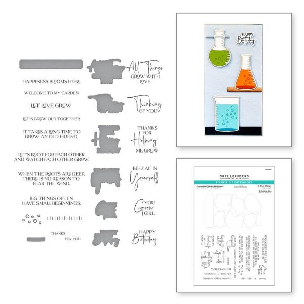 Spellbinders - Stempelset & Stanzschablone "Propagation Garden Sentiments" Clear Stamps & Dies