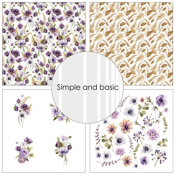 Simple and Basic - Designpapier "Purple Floral Mood" Paper Pack 12x12 Inch - 8 Bogen 