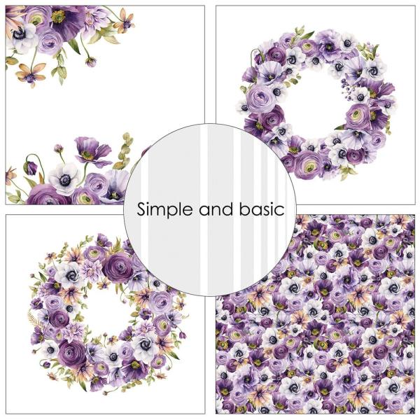 Simple and Basic - Designpapier "Purple Floral Mood" Paper Pack 12x12 Inch - 8 Bogen 