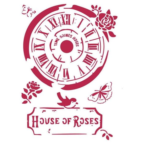 Stamperia - Schablone A4 "Clock House of Roses" Stencil