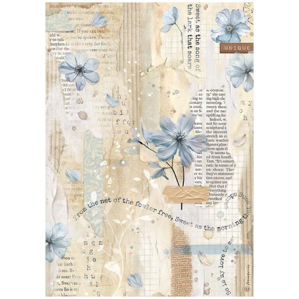 Stamperia - Decopatch Papier "Blue Flower" Decoupage A4 - 6 Bogen  