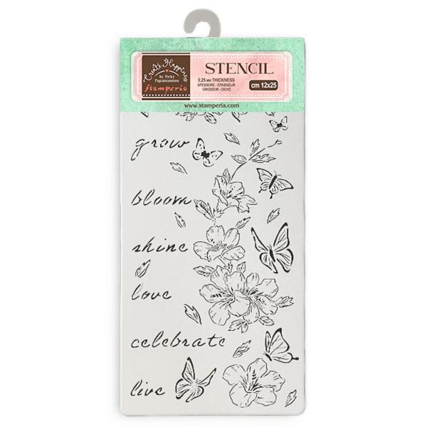 Stamperia - Schablone 12x25cm "Flowers and Butterfly" Stencil