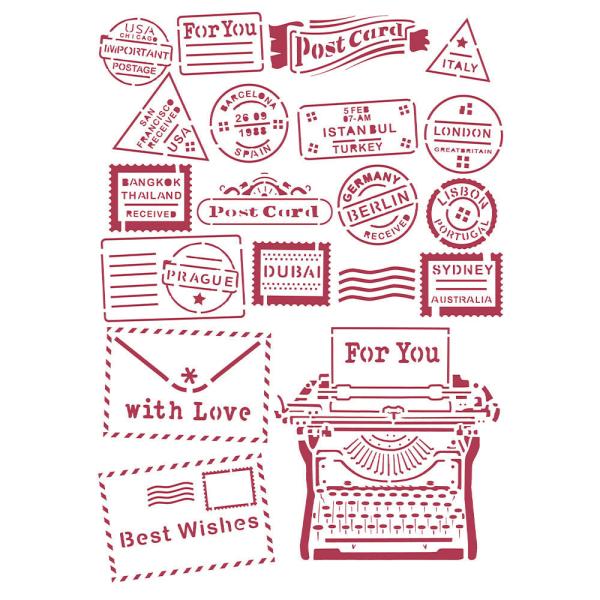 Stamperia - Schablone A4 "Romantic Christmas Type Writer" Stencil