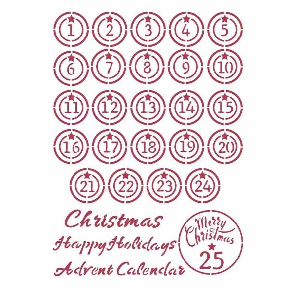 Stamperia - Schablone A4 "Christmas Patchwork Advent" Stencil