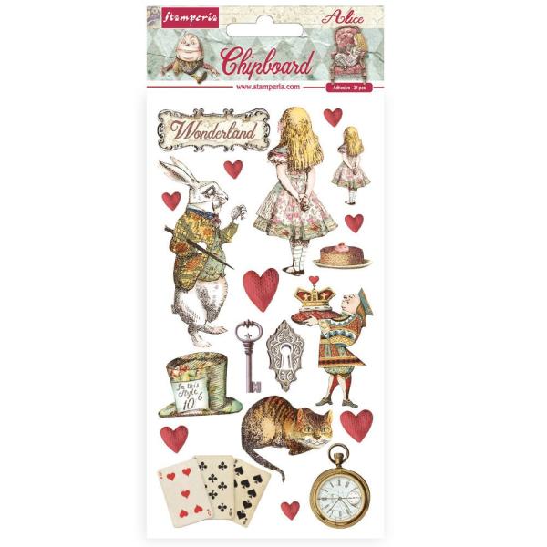 Stamperia - Aufkleber "Alice In Wonderland" Chipboards