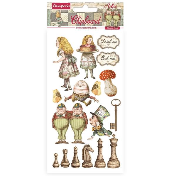 Stamperia - Aufkleber "Alice Through the Looking Glass" Chipboards