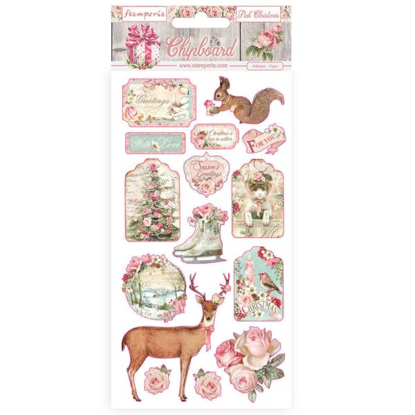 Stamperia - Aufkleber "Pink Christmas" Chipboards