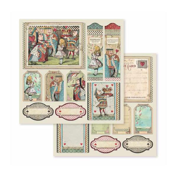 Stamperia - Designpapier "Alice in Wonderland" Paper Pack 6x6 Inch - 10 Bogen