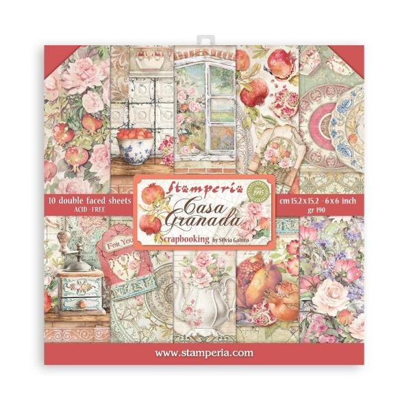 Stamperia - Designpapier "Casa Granada" Paper Pack 6x6 Inch - 10 Bogen