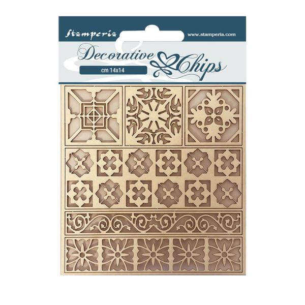 Stamperia - Holzteile 14x14 cm "Casa Granada Tiles" Decorative Chips