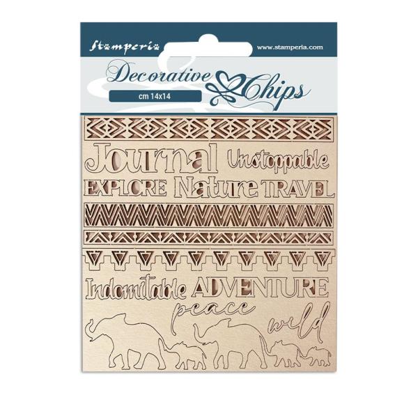 Stamperia - Holzteile 14x14 cm "Savana Adventure" Decorative Chips