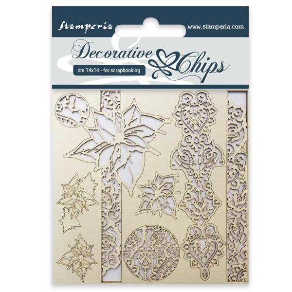 Stamperia - Holzteile 14x14 cm "Winter" Decorative Chips