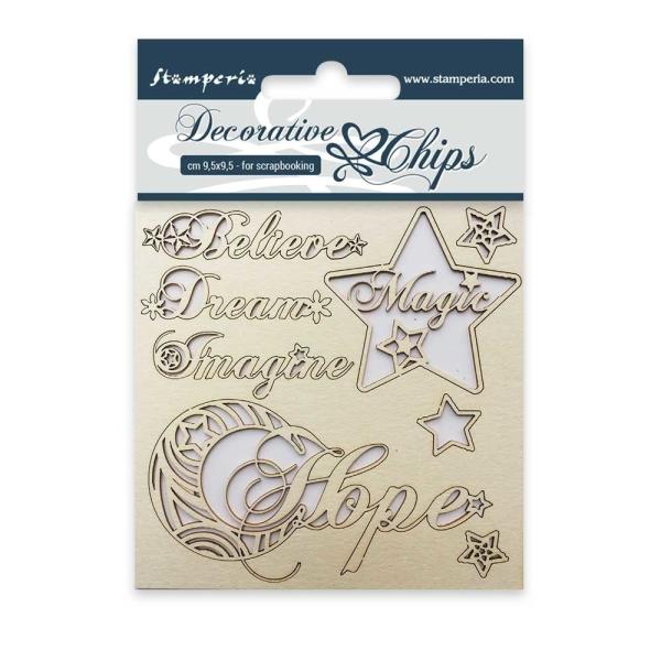 Stamperia - Holzteile 9,5x9,5 cm "Hope" Decorative Chips