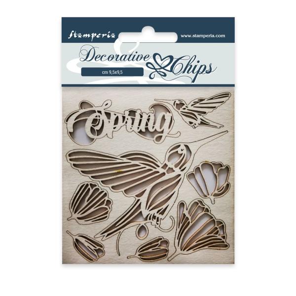 Stamperia - Holzteile 9,5x9,5 cm "Spring" Decorative Chips