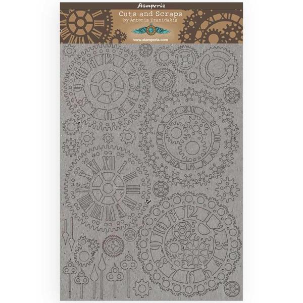 Stamperia - Stanzteile aus Graupappe "Sir Vagabond Gears and Clocks" Greyboard Die Cuts