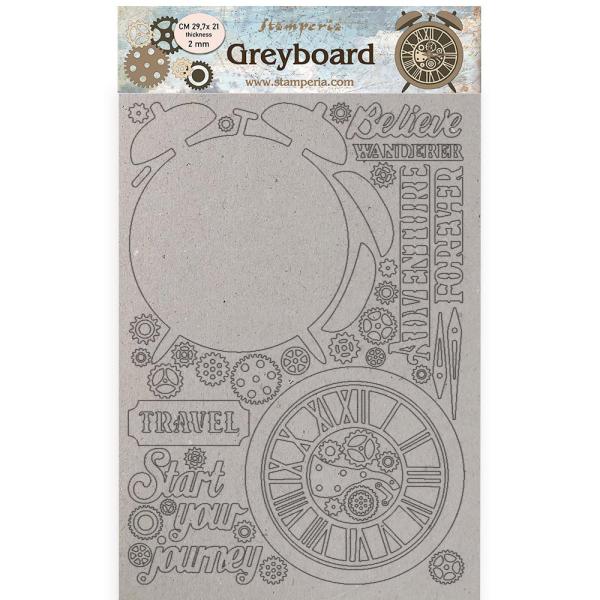 Stamperia - Stanzteile aus Graupappe "Lady Vagabond Lifestyle Alarm Clock" Greyboard Die Cuts