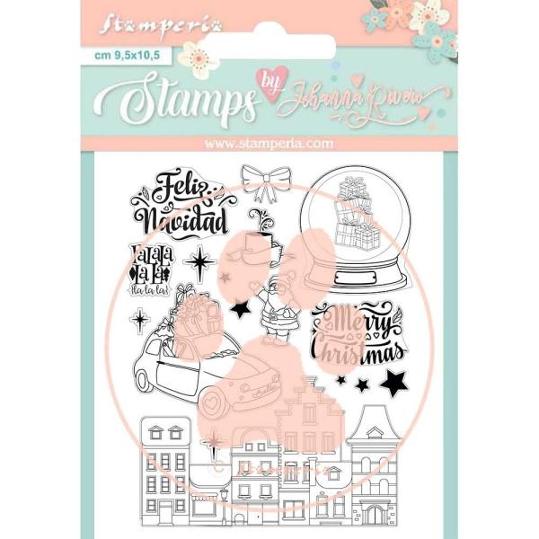 Stamperia - Stempelset "Christmas Rose Feliz Navidad" Clear Stamps